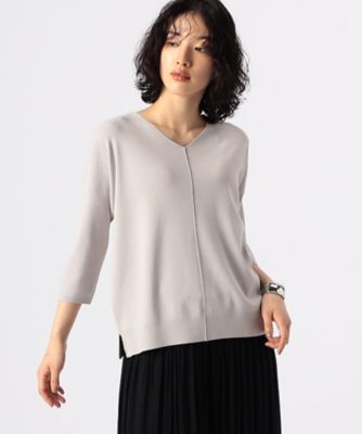 COMME CA TALL (Women/大きいサイズ)/コムサ トール 〔　ＴＡＬＬサイズ　〕　総針編み　ベーシックＶネックプルオーバー（６７０１ＩＩ０１）