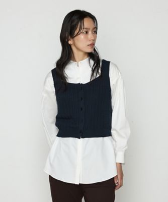 ＜COMME CA TALL (Women/大きいサイズ)＞〔　ＴＡＬＬサイズ　〕　ケーブル編みニット　ビスチェ（６７０４ＩＫ０３）