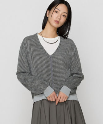 ＜COMME CA TALL (Women/大きいサイズ)＞〔　ＴＡＬＬサイズ　〕　モールジャガードニット　ジップアップカーディガン（６７０５ＩＩ０４）