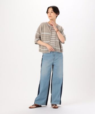 〔　ＴＡＬＬサイズ　〕　【ツイン対応】クロッシェ風引き上げ柄　ニットカーディガン（６７０６ＩＧ０６）