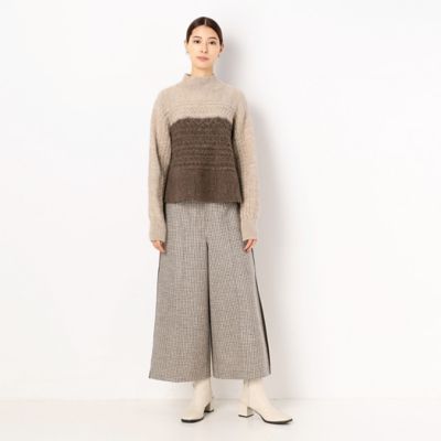 〔ＴＡＬＬサイズ〕ケーブル編み　ハイネックＡライン　ニットプルオーバー（６７２６ＩＷ１７）