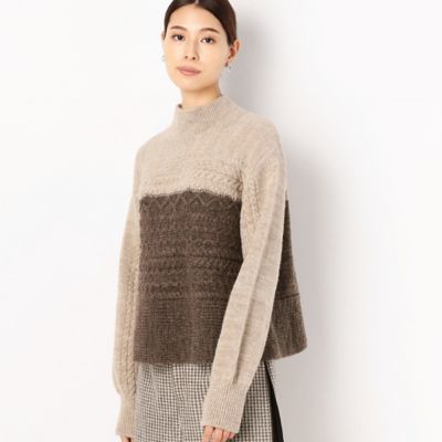 〔ＴＡＬＬサイズ〕ケーブル編み　ハイネックＡライン　ニットプルオーバー（６７２６ＩＷ１７）