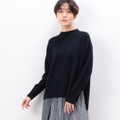 ＜COMME CA TALL (Women/大きいサイズ)＞〔　ＴＡＬＬサイズ　〕　エクストラファインメリノ　サイドスリットプルオーバー（６７２７ＩＥ１３）