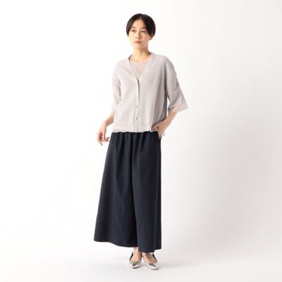 〔　ＴＡＬＬサイズ　〕　ストライプ調シアーニット　ベルスリーブシアーカーディガン（６７３０ＩＧ０８）