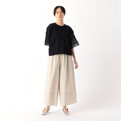 〔　ＴＡＬＬサイズ　〕　ストライプ調シアーニット　ベルスリーブシアープルオーバー（６７３０ＩＧ０９）