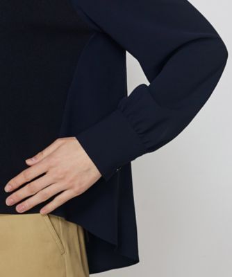 バックサテン梨地 ニットドッキングブラウス（7201BK01