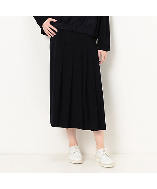 【SALE】ハイテンションポンチ タックプリーツスカート ネービーブルー ロングスカート
