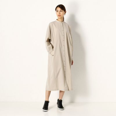 【洗える】ポリエステルストレッチタフタ　たっぷり分量のシャツワンピース（７２０１ＯＹ０２）