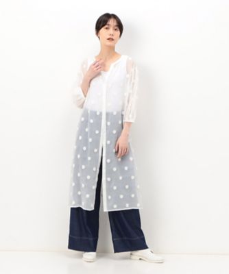 エムフィル オーガンジー シアー タキシードデザイン ロングシャツ 38 シアードット ロングシャツ（7202BD02） | Gabardine K.T