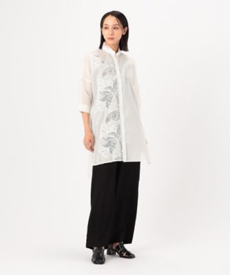 ラミーコットンエンブロイダリー　シアー刺繍のロングシャツ（７２０２ＨＨ０１）
