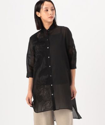 ラミーコットンエンブロイダリー　シアー刺繍のロングシャツ（７２０２ＨＨ０１）