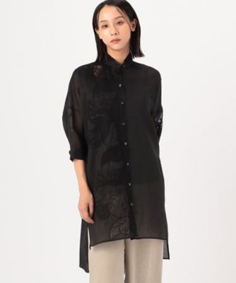 ラミーコットンエンブロイダリー　シアー刺繍のロングシャツ（７２０２ＨＨ０１）