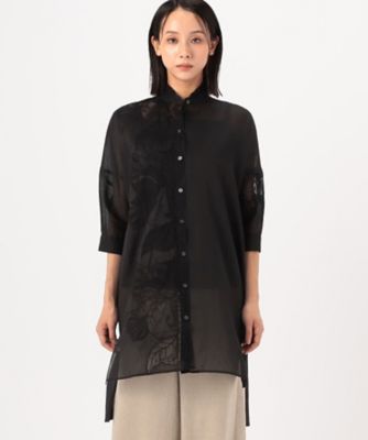 ラミーコットンエンブロイダリー　シアー刺繍のロングシャツ（７２０２ＨＨ０１）
