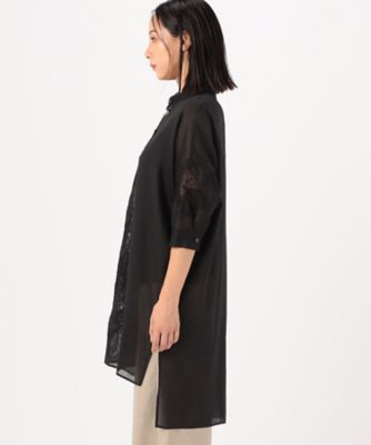 ラミーコットンエンブロイダリー　シアー刺繍のロングシャツ（７２０２ＨＨ０１）