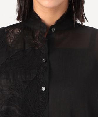 ラミーコットンエンブロイダリー　シアー刺繍のロングシャツ（７２０２ＨＨ０１）