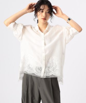 ラミーコットンエンブロイダリー　シアー刺繍のシンプルシャツ（７２０２ＨＨ０２）
