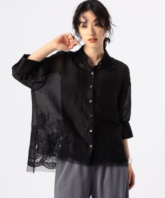 ラミーコットンエンブロイダリー　シアー刺繍のシンプルシャツ（７２０２ＨＨ０２）