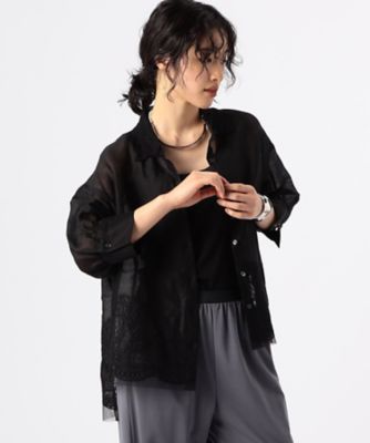 ラミーコットンエンブロイダリー　シアー刺繍のシンプルシャツ（７２０２ＨＨ０２）