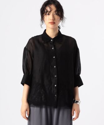 ラミーコットンエンブロイダリー　シアー刺繍のシンプルシャツ（７２０２ＨＨ０２）