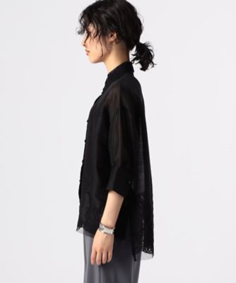 ラミーコットンエンブロイダリー　シアー刺繍のシンプルシャツ（７２０２ＨＨ０２）