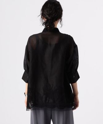 ラミーコットンエンブロイダリー　シアー刺繍のシンプルシャツ（７２０２ＨＨ０２）