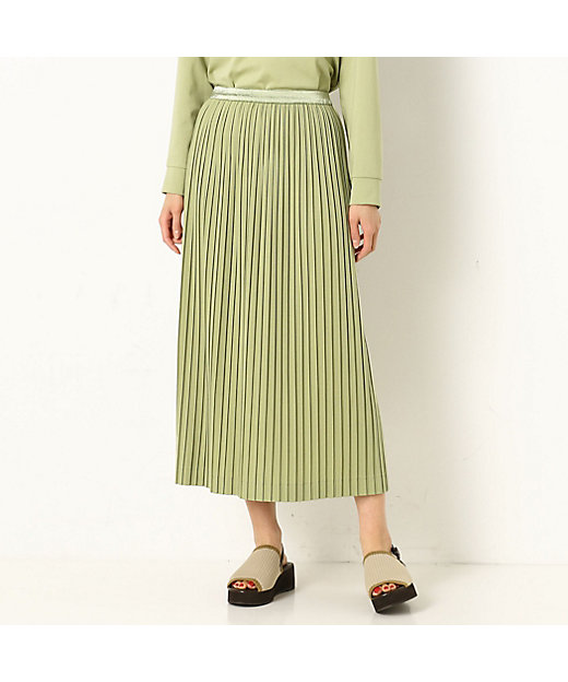 【SALE】ボックスプリーツ スカート キミドリ ロングスカート