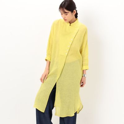 ＜Gabardine K.T (Women)＞【洗える】リネンルポワン染シャンブレー　ロングシャツ（７２０７ＨＣ０１）