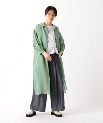 ＜Gabardine K.T (Women)＞リネン・ルポワン染シャンブレー　リネンロングシャツ（７２０７ＨＧ０４）