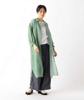 リネン・ルポワン染シャンブレー　リネンロングシャツ（７２０７ＨＧ０４）