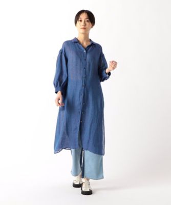 リネン・ルポワン染シャンブレー　リネンロングシャツ（７２０７ＨＧ０４）