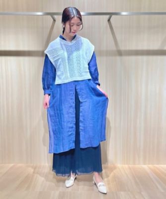 リネン・ルポワン染シャンブレー　リネンロングシャツ（７２０７ＨＧ０４）