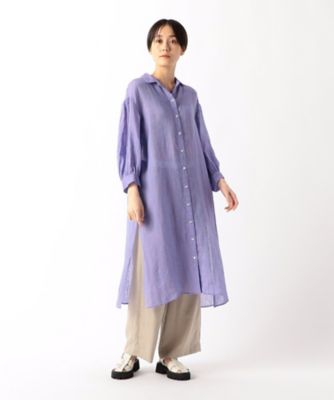リネン・ルポワン染シャンブレー　リネンロングシャツ（７２０７ＨＧ０４）