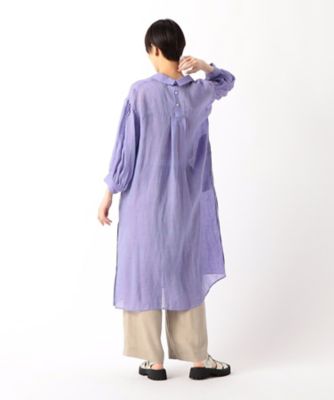 リネン・ルポワン染シャンブレー　リネンロングシャツ（７２０７ＨＧ０４）