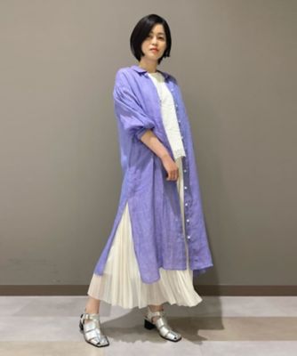 リネン・ルポワン染シャンブレー　リネンロングシャツ（７２０７ＨＧ０４）