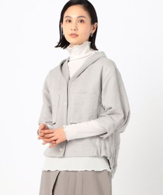 ＜Gabardine K.T (Women)＞和紙混ツィード　フード襟ブルゾン（７２０８ＶＧ０１）