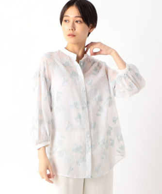 ＜Gabardine K.T (Women)＞しゃくやくカットジャカード　ボリュームスリーブブラウス（７２１０ＢＧ０６）