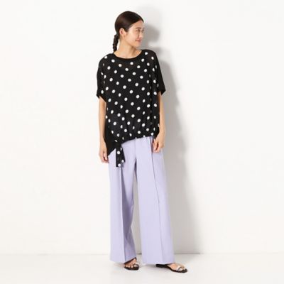 洗える】コインドット柄梨地ジョーゼット 裾ギャザープルオーバー