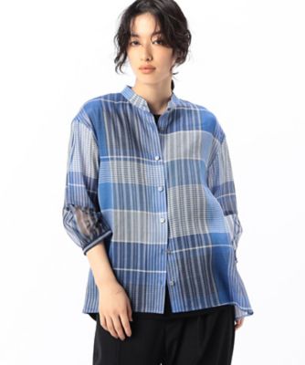 ＜Gabardine K.T (Women)＞ラミーコットンチェック　パフスリーブシャツ（７２１２ＨＧ０６）
