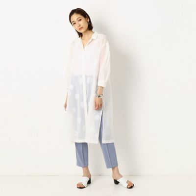 【ウォッシャブル】丸文様カットジャカード　ロングシャツ（７２１３ＨＹ１０）