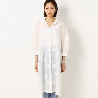 【ウォッシャブル】丸文様カットジャカード　ロングシャツ（７２１３ＨＹ１０）