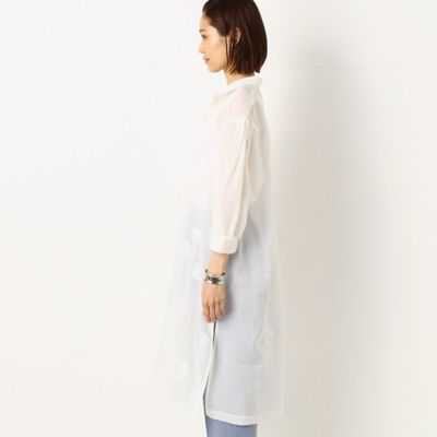 【ウォッシャブル】丸文様カットジャカード　ロングシャツ（７２１３ＨＹ１０）