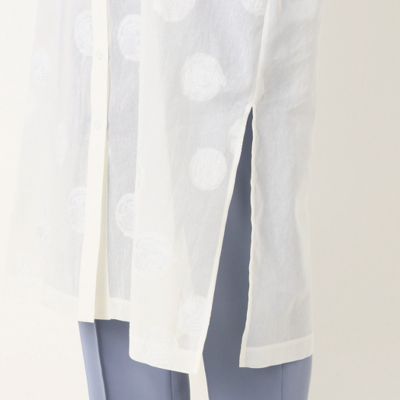 【ウォッシャブル】丸文様カットジャカード　ロングシャツ（７２１３ＨＹ１０）