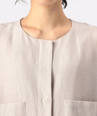 アセテートリネンタッサー　　クルーネックロングシャツジレ（７２１３ＪＧ０４）