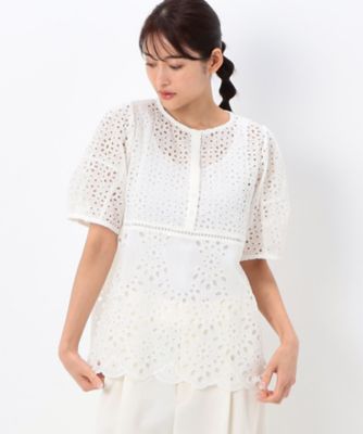 Gabardine K.T (Women)/ギャバジンケーティー 【洗える】アイレットレース　コクーン袖のブラウス（７２１４ＢＣ０６）
