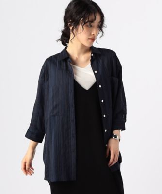 ＜Gabardine K.T (Women)＞ジャカードボーダー　身幅たっぷりシャツ（７２１４ＨＧ１０）