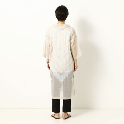【洗える】菱文様刺繍　七分袖ローブシャツ（７２１４ＨＹ１２）