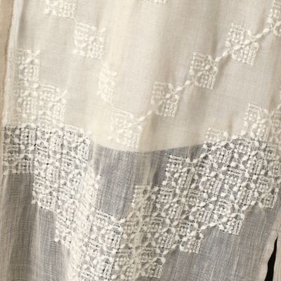 【洗える】菱文様刺繍　七分袖ローブシャツ（７２１４ＨＹ１２）