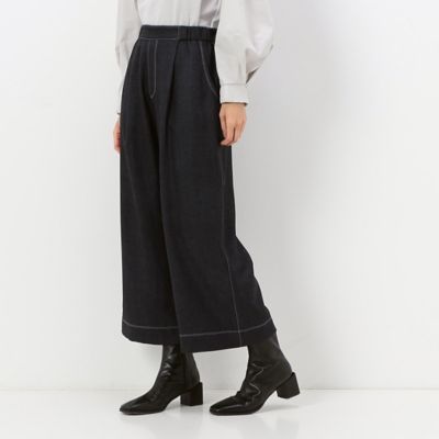 ＜Gabardine K.T (Women)＞【洗える】デニム調プリント　ワイドパンツ（７２１５ＰＡ０２）