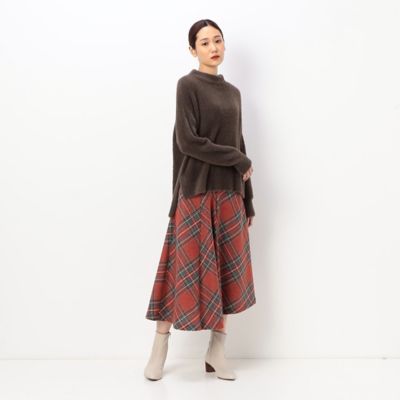 美品 Gabardine.KT チェック柄フリンジスカート コムサデモード タータンチェック柄 デザインフレアスカート（7216FA06