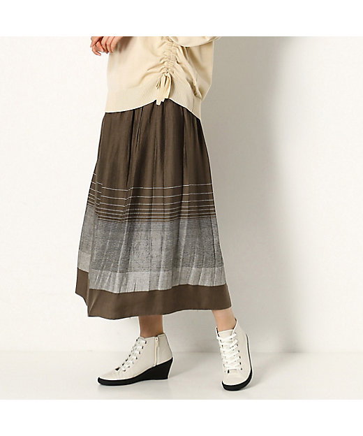 【SALE】和紙ゴムスカート チャイロ ひざ丈スカート